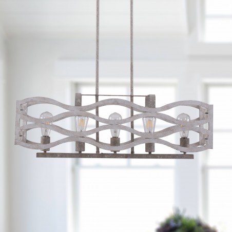 5-Light Farmhouse Wooden Pendant Light