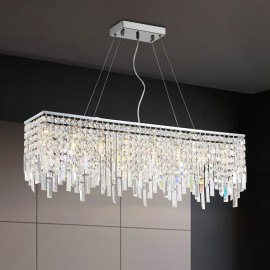 Modern Chrome Hanging Pendant Light Contemporary Linear Raindrop Kitchen Island