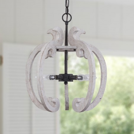 Farmhouse Cottage 5-Light Candle Wood Chandelier
